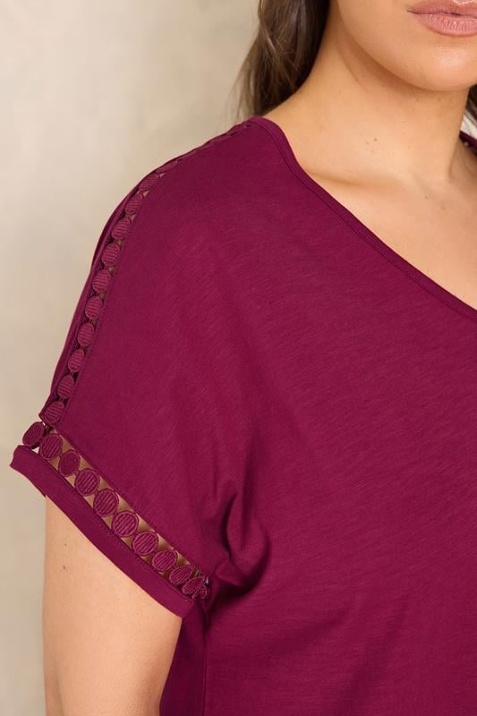 EVANS Plus Size Red Crochet Trim T-Shirt | Evans  4