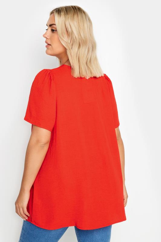 YOURS Plus Size Red Button Front Blouse | Yours Clothing 3