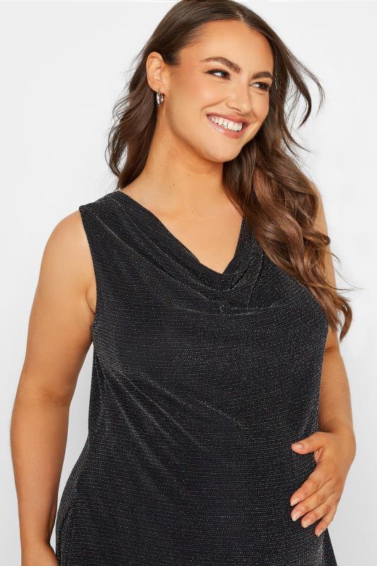 BUMP IT UP MATERNITY Curve Black Glitter Cowl Neck Top | Yours Clothing 4