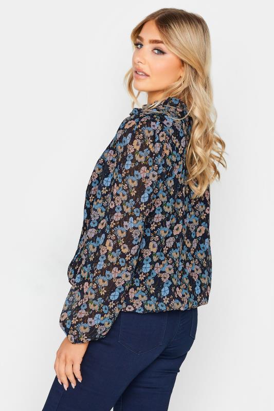 M&Co Navy Blue Floral Pleated Blouse | M&Co 3