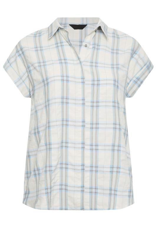 YOURS Plus Size Blue Check Print Collared Shirt  | Yours Clothing 6
