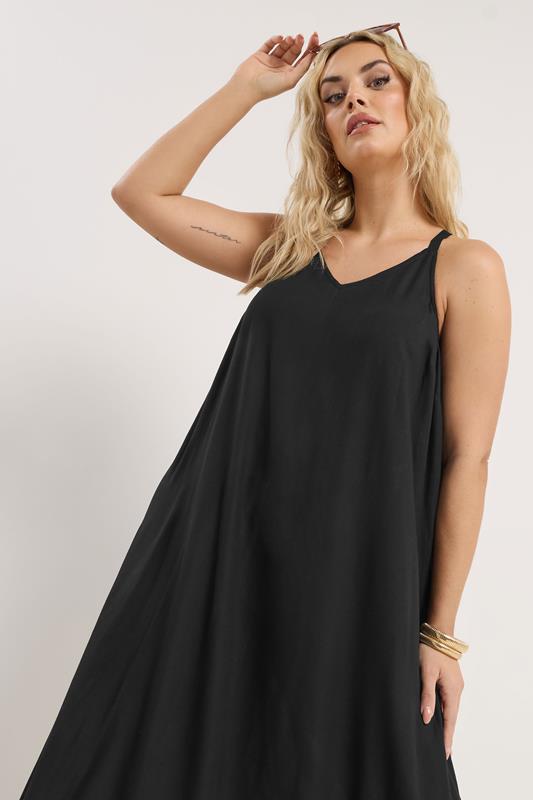 YOURS Plus Size Black Throw On Maxi Dress | Yours Clothing 4