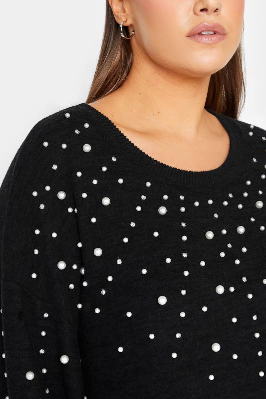 YOURS LUXURY Plus Size Black Soft Touch Embellished Jumper Dress | Yours Clothing 4