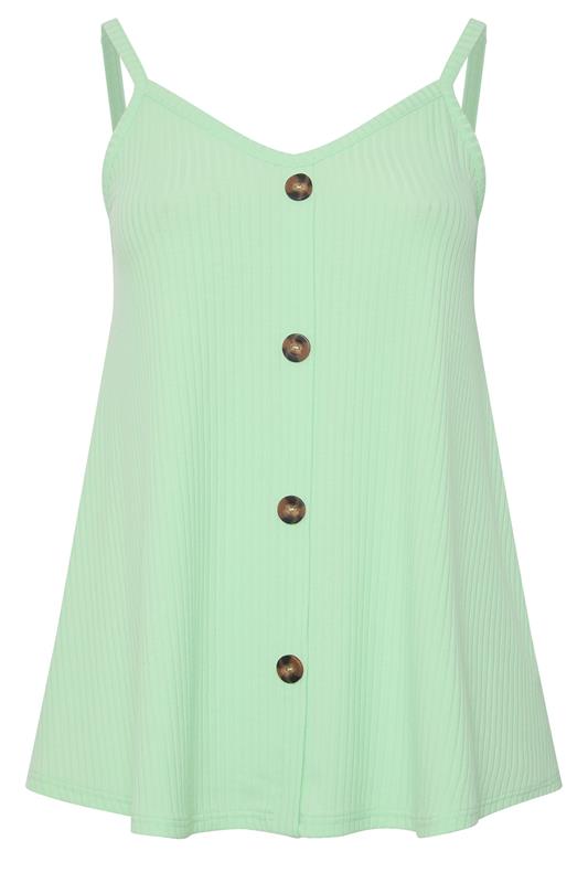 YOURS Plus Size Mint Green Ribbed Swing Vest Top | Yours Clothing 1