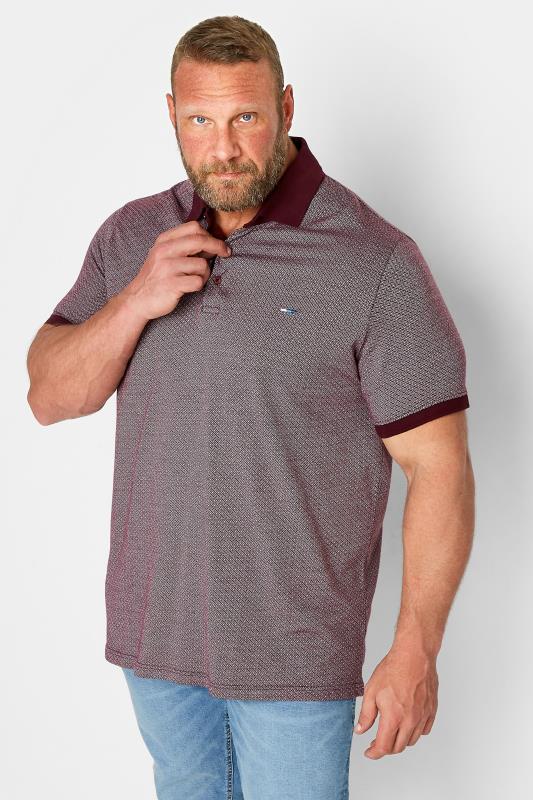 Men's  BadRhino Bad & Tall Burgundy Geometric Polo Shirt