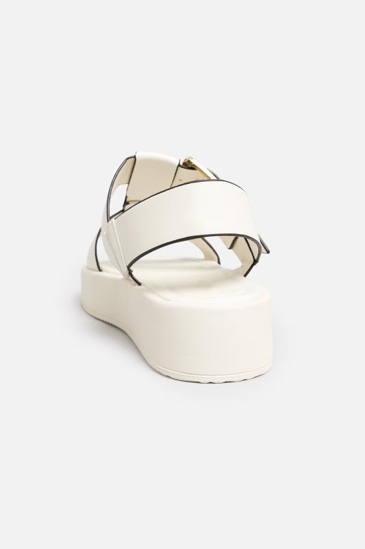PixieGirl White T-Bar Chunky Flatform Sandals In Standard Fit | PixieGirl 4