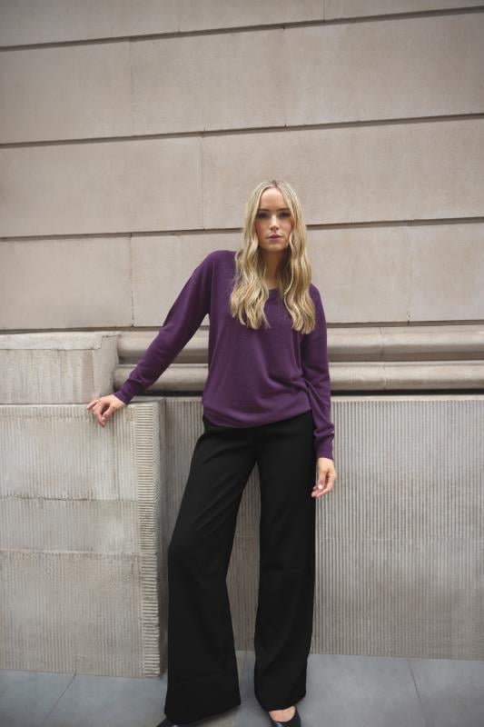 LTS Tall Purple V-neck Long Sleeve Jumper | Long Tall Sally 2