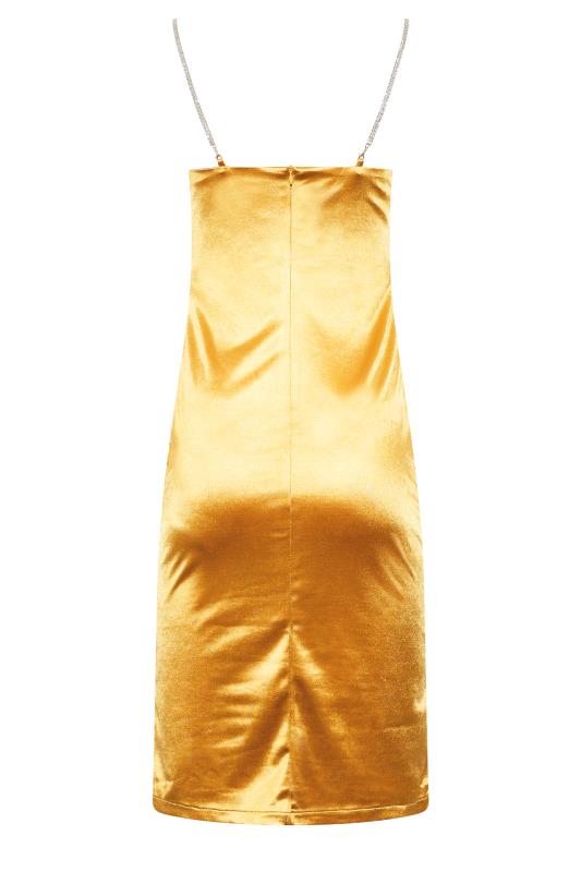 LTS Tall Women's Gold Diamante Strap Satin Midi Slip Dress | Long Tall Sally  7