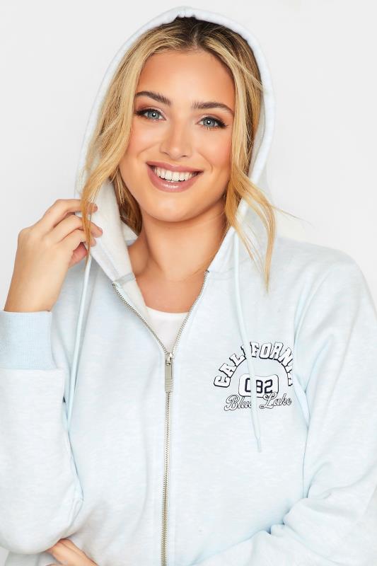 Plus Size Light Blue Soft Touch Marl Zip Through Hoodie | Yours Clothing 4