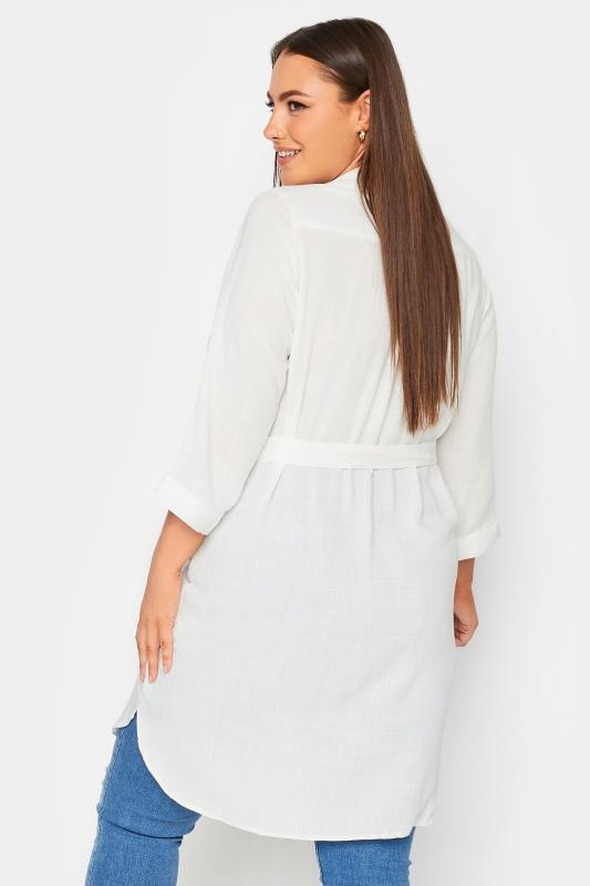 YOURS Plus Size White Tie Waist Tunic Shirt | Yours Clothing 3