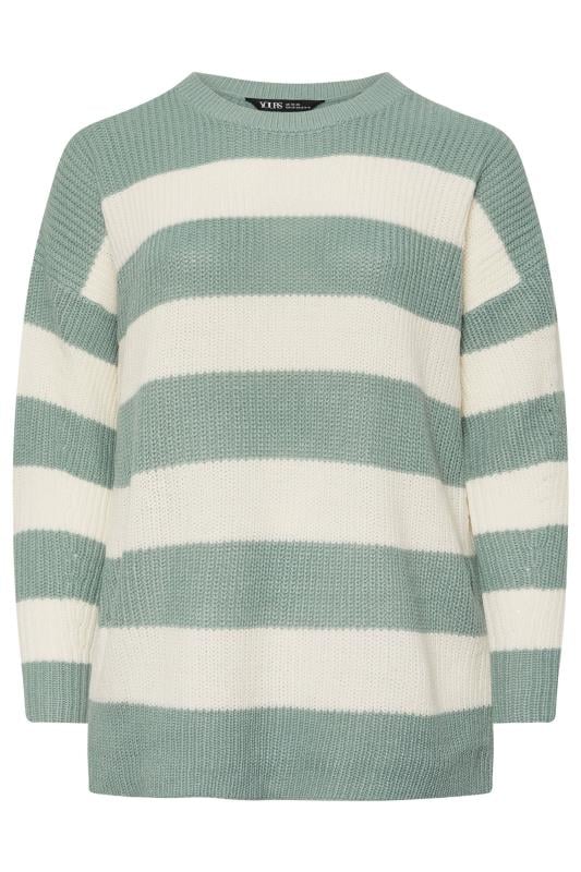 YOURS Plus Size Blue & White Stripe Knitted Jumper | Yours Clothing 6