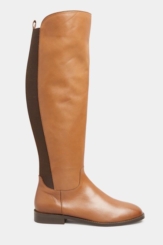 LTS Tan Brown Leather Knee High Boots In Standard D Fit | Long Tall Sally 3