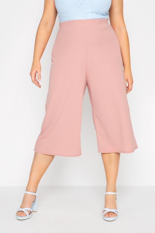 YOURS LONDON Curve Pink Wide Leg Culottes_A.jpg
