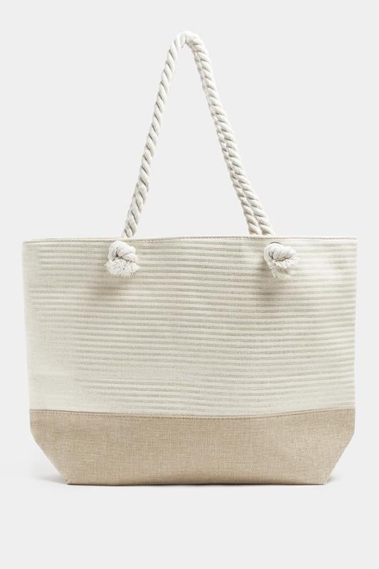  Bolso tote de cuerda a rayas marrones y doradas