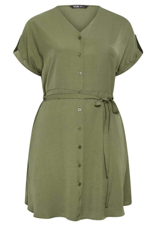 YOURS Curve Plus Size Khaki Green Utility Dress | Yours Clothing  6