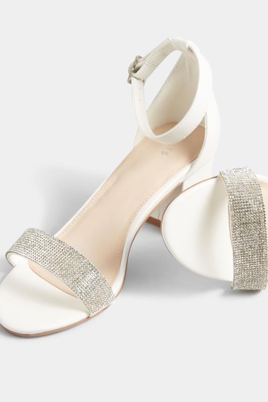 LTS White Diamante Block Heel Shoes in Standard Fit | Long Tall Sally 5