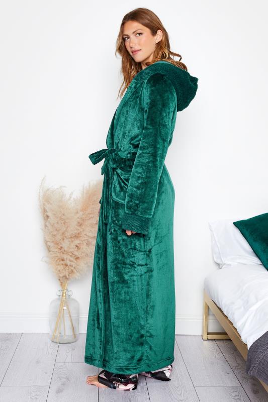 LTS Tall Emerald Green Faux Fur Trim Dressing Gown 3
