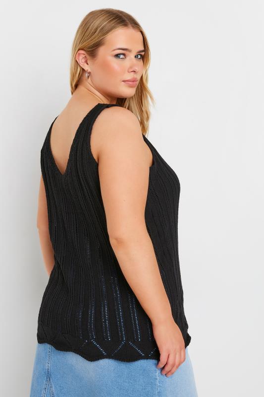 YOURS Plus Size Black Crochet Knitted Vest Top | Yours Clothing 4