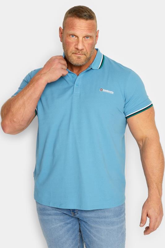 LAMBRETTA Big & Tall Plus Size Light Blue Polo Shirt | BadRhino  1