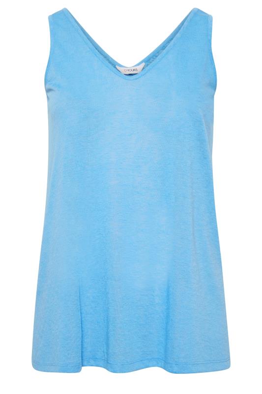 YOURS 2 PACK Plus Size White & Blue Linen Look Vest Tops | Yours Clothing 8