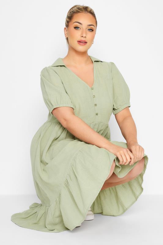 LIMITED COLLECTION Curve Sage Green Smock Dress 4