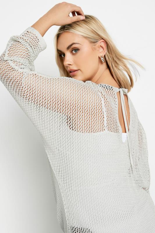 YOURS Plus Size Grey Metallic Crochet Jumper | Yours Clothing 5