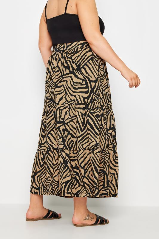 YOURS Plus Size Beige Brown Abstract Print Maxi Skirt | Yours Clothing 3