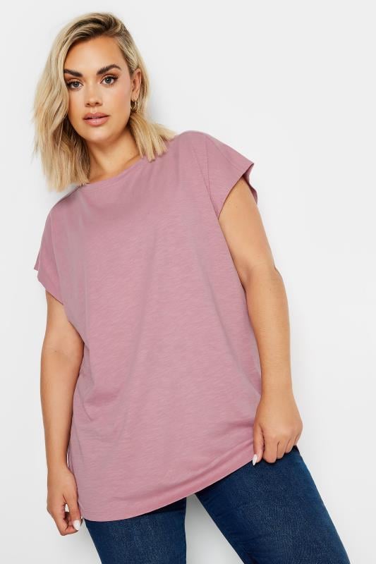 Grande Taille YOURS Curve Blush Pink Crew Neck T-Shirt