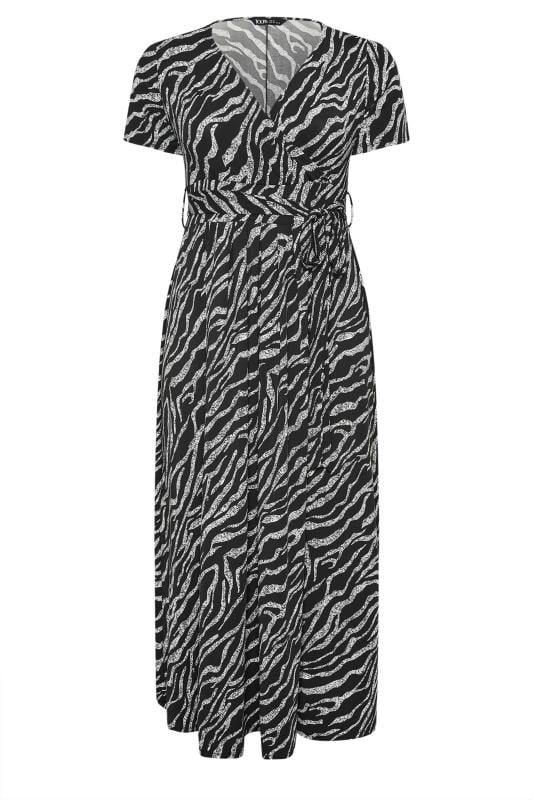 YOURS Plus Size Black Zebra Print Wrap Maxi Dress | Yours Clothing 5