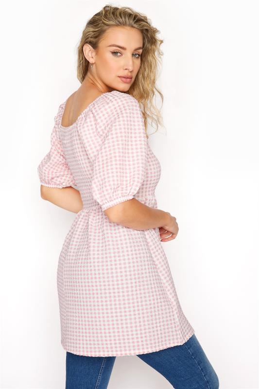 LTS Tall Pink Gingham Square Neck Milkmaid Top_C.jpg