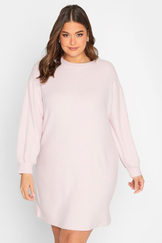 YOURS Plus Size Light Pink Soft Touch Midi Dress | Yours Clothing 1