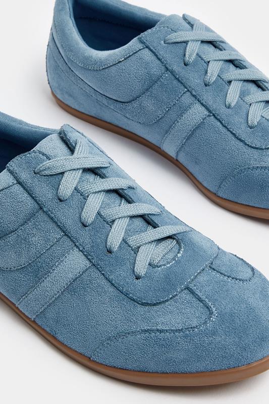 Blue Faux Suede Stripe Trainers In Extra Wide EEE Fit | Yours Clothing 5