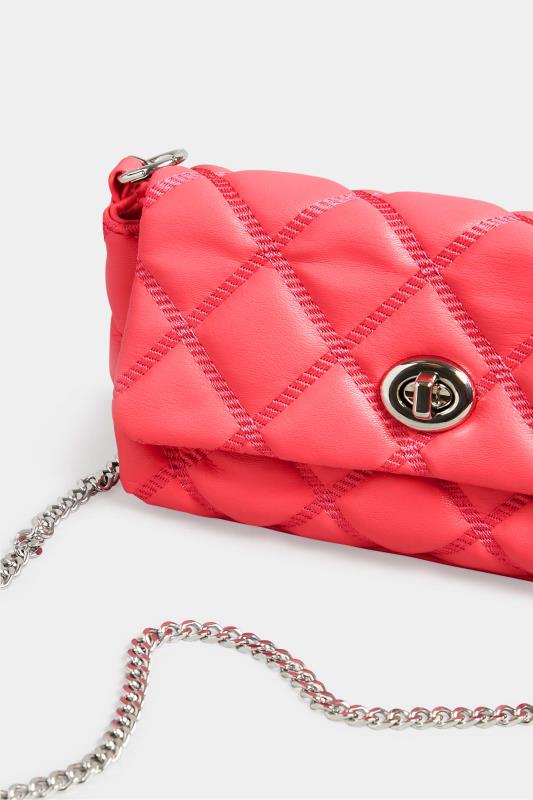 Pink Quilted Diamante Strap Cross Body Bag | Yours Clothing 5