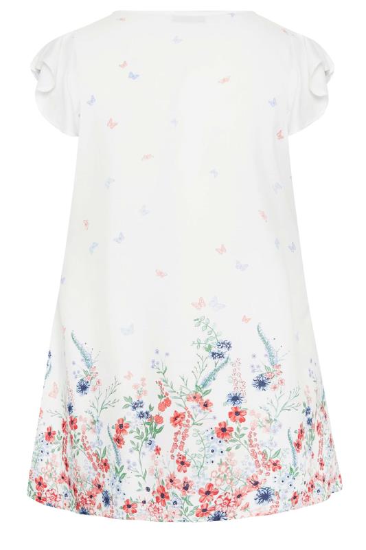 YOURS Plus Size White Floral Border Print Blouse | Yours Clothing 7