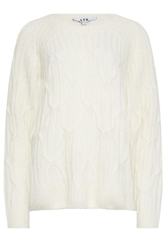 LTS Tall White Chunky Cable Knit Jumper | Long Tall Sally 6
