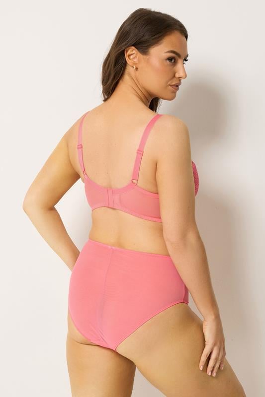 YOURS Plus Size Pink Fishnet Lace Underwired Bra | Yours Clothing 2