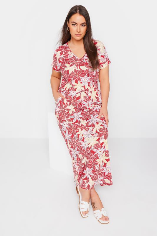 Plus Size  YOURS Curve Red Floral Print Maxi Dress
