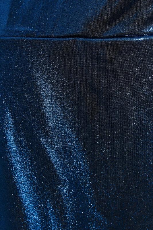 LIMITED COLLECTION Curve Cobalt Blue Foil Wrap Skirt 4