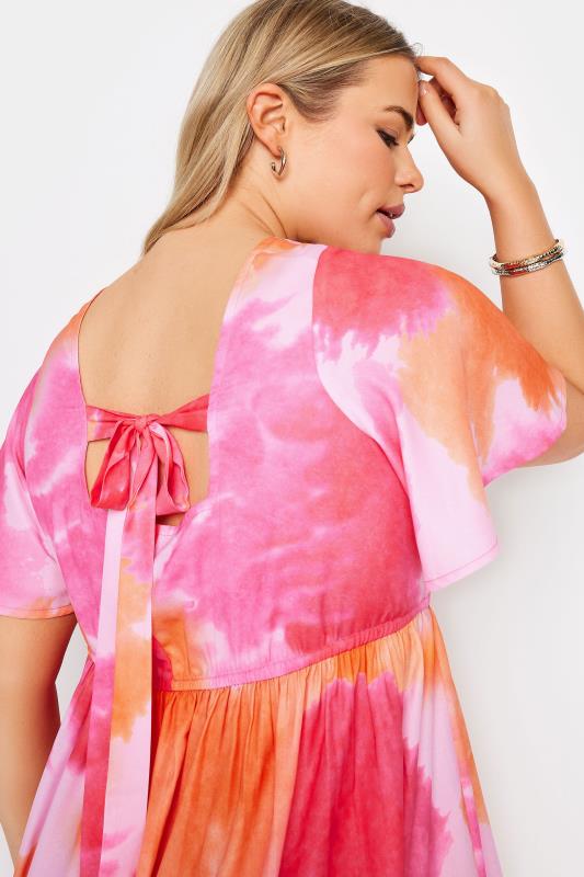 LIMITED COLLECTION Plus Size Pink Blur Print Bow Back Midaxi Dress | Yours Clothing 5