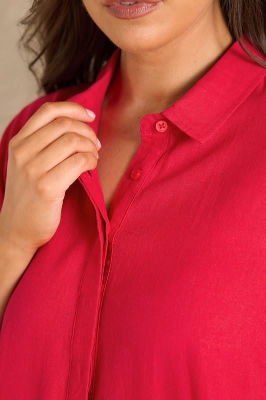 EVANS Plus Size Red Premium Linen Shirt Dress | Evans 6