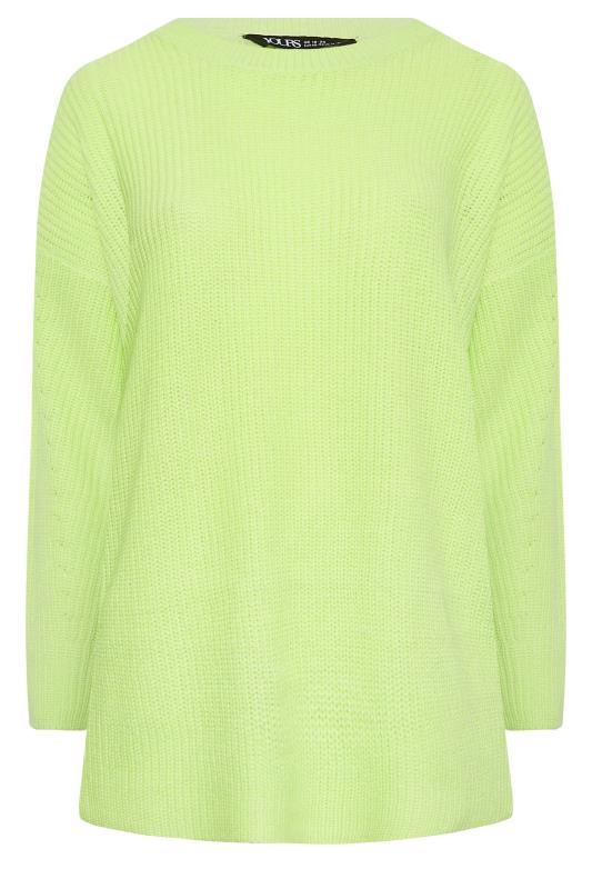 YOURS Plus Size Lime Green Ribbed Knit Jumper | Yours Clothing 7