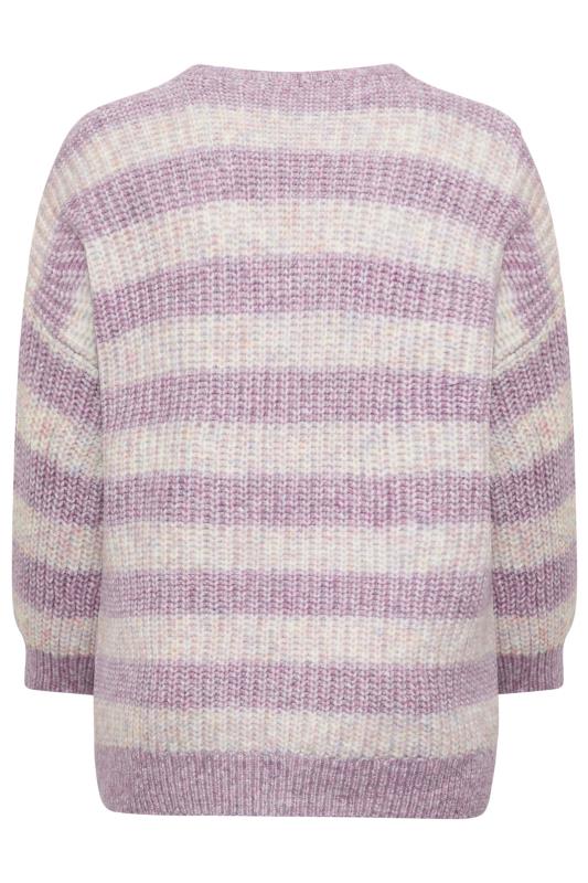 Plus Size Lilac Purple Stripe Marl Knitted Jumper | Yours Clothing 8