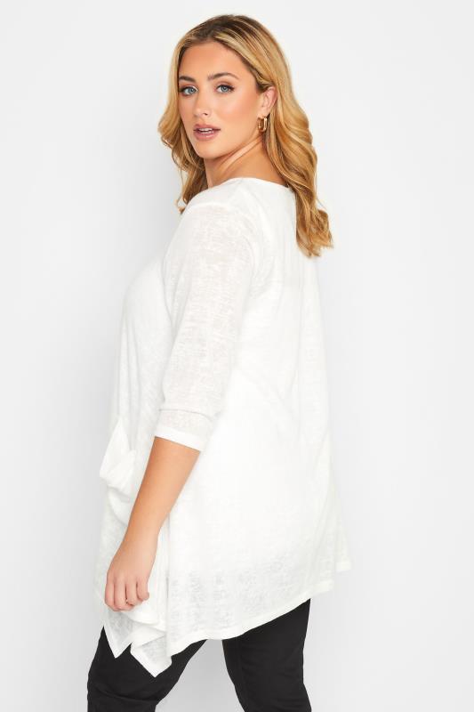 Plus Size White Knitted Pocket Top | Yours Clothing 4