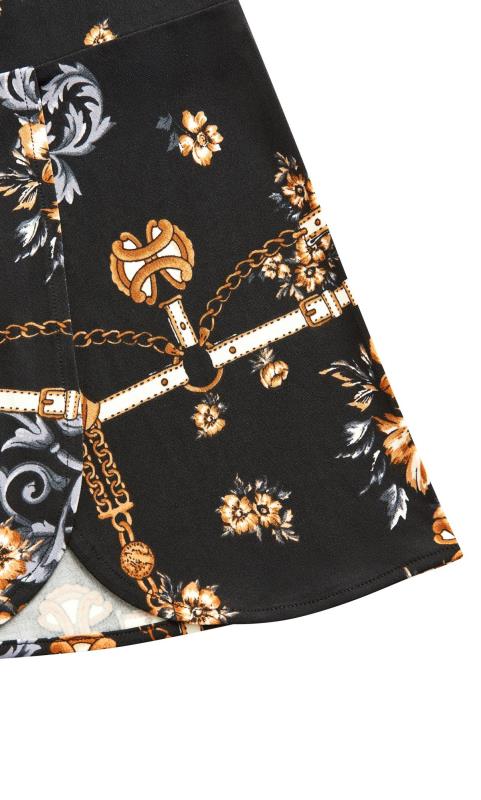 Evans Black Jewel Chain Print Frill Sleeve Tunic Top 7