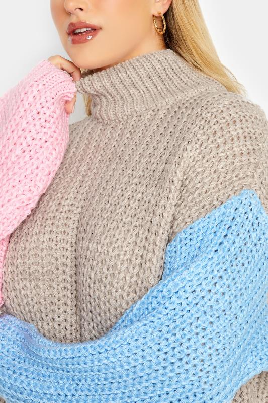 YOURS LUXURY Plus Size Pink & Blue Colour Block Sleeve Jumper | Yours Clothing 5