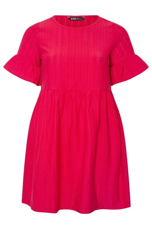 YOURS Plus Size Red Sleeve Anglaise Tunic Mini Dress | Yours Clothing 5