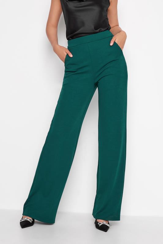 LTS Tall Women's Forest Green Scuba Wide Leg Trousers | Long Tall Sally 1