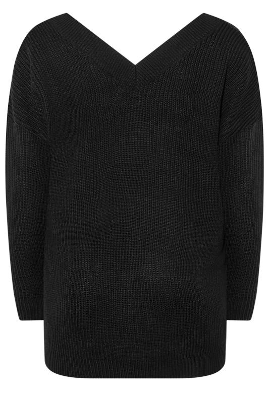 Plus Size Black V-Neck Knitted Jumper | Yours Clothing