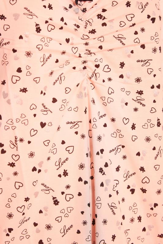 Curve Pink Love Heart Print Chemise 4
