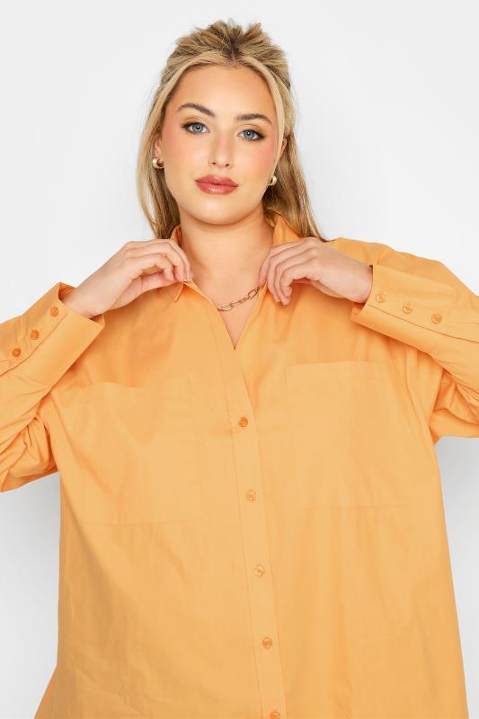 LIMITED COLLECTION Plus Size Light Orange Oversized Boyfriend Shirt | Yours Clothing 5